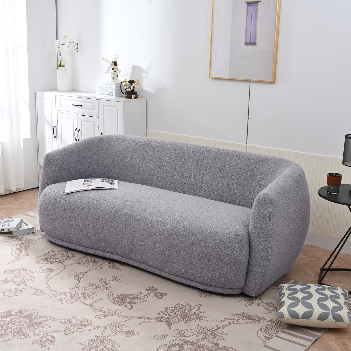 Contemporary U-Shaped Sectional Sofa with Modern Armchair