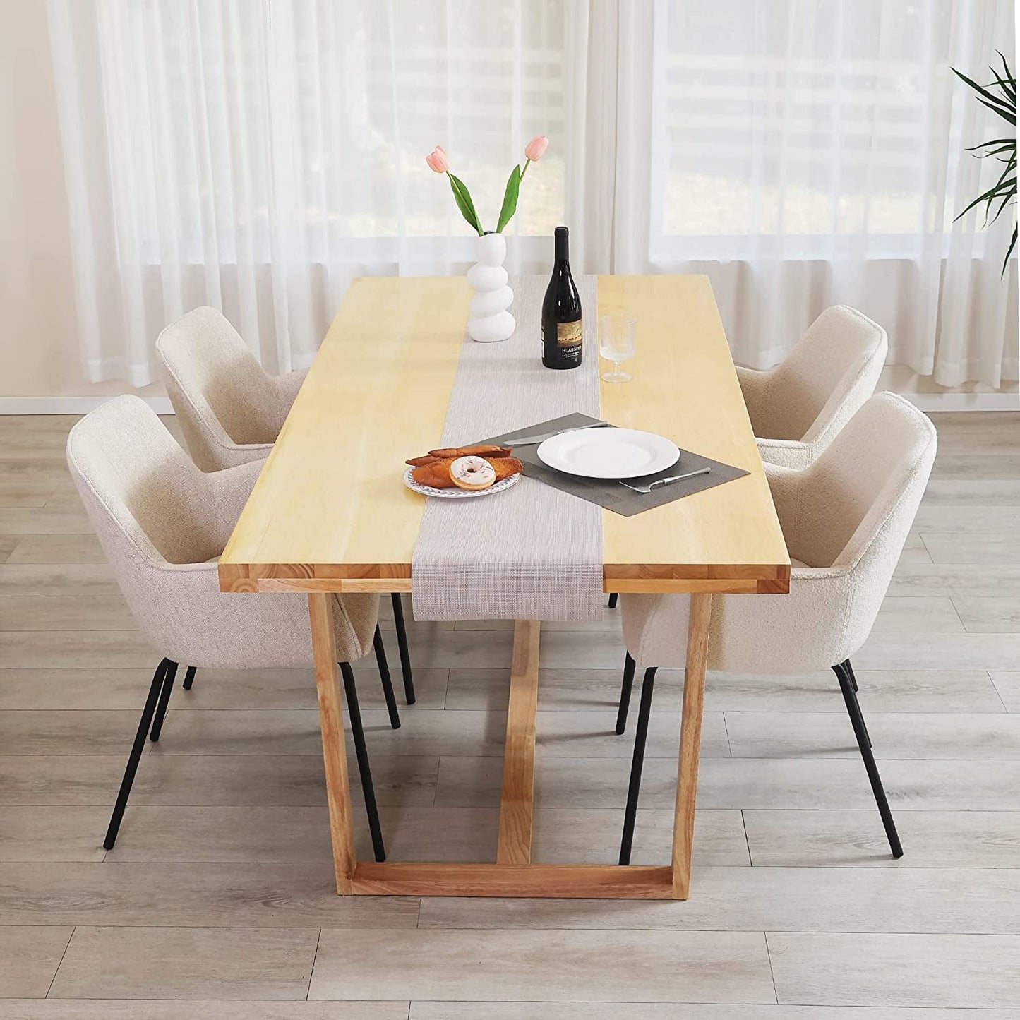 Stylish Beige Armchairs with Sleek Metal Base