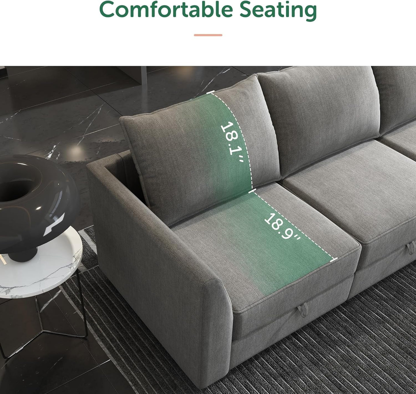 Generous Oversized U-Shaped Modular Sectional with Integrated Storage