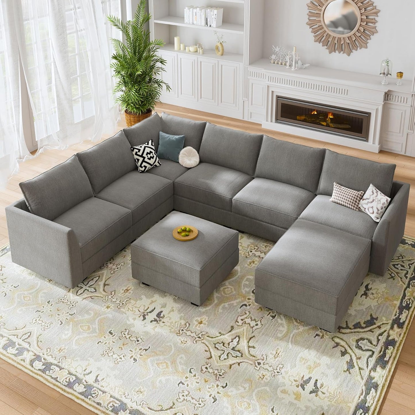 Generous Oversized U-Shaped Modular Sectional with Integrated Storage