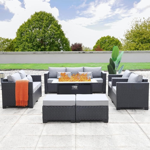 The Sierra 7-Piece Outdoor Lounge Set with Fire Pit