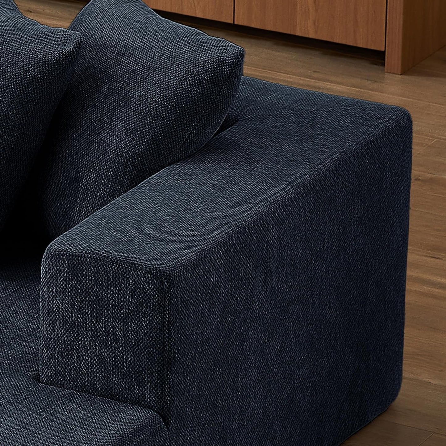 Versatile 159" Black Chenille Modular U-Shaped Sectional