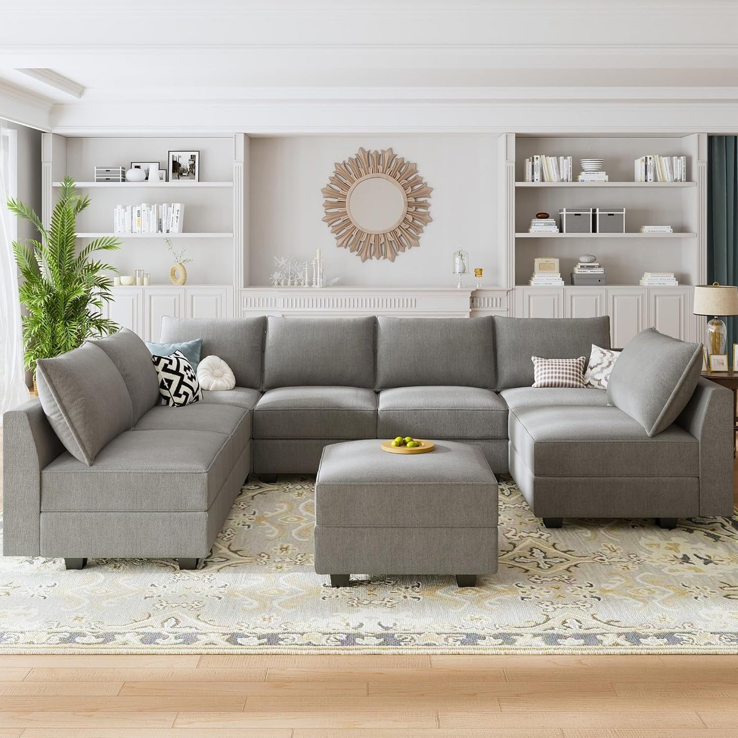 Generous Oversized U-Shaped Modular Sectional with Integrated Storage