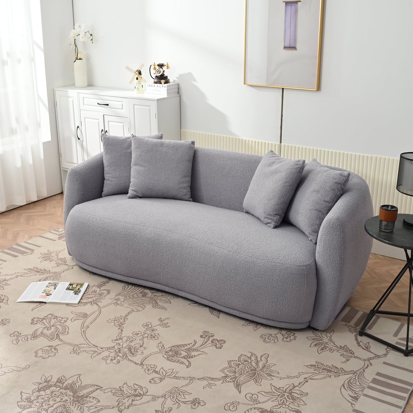 Contemporary U-Shaped Sectional Sofa with Modern Armchair