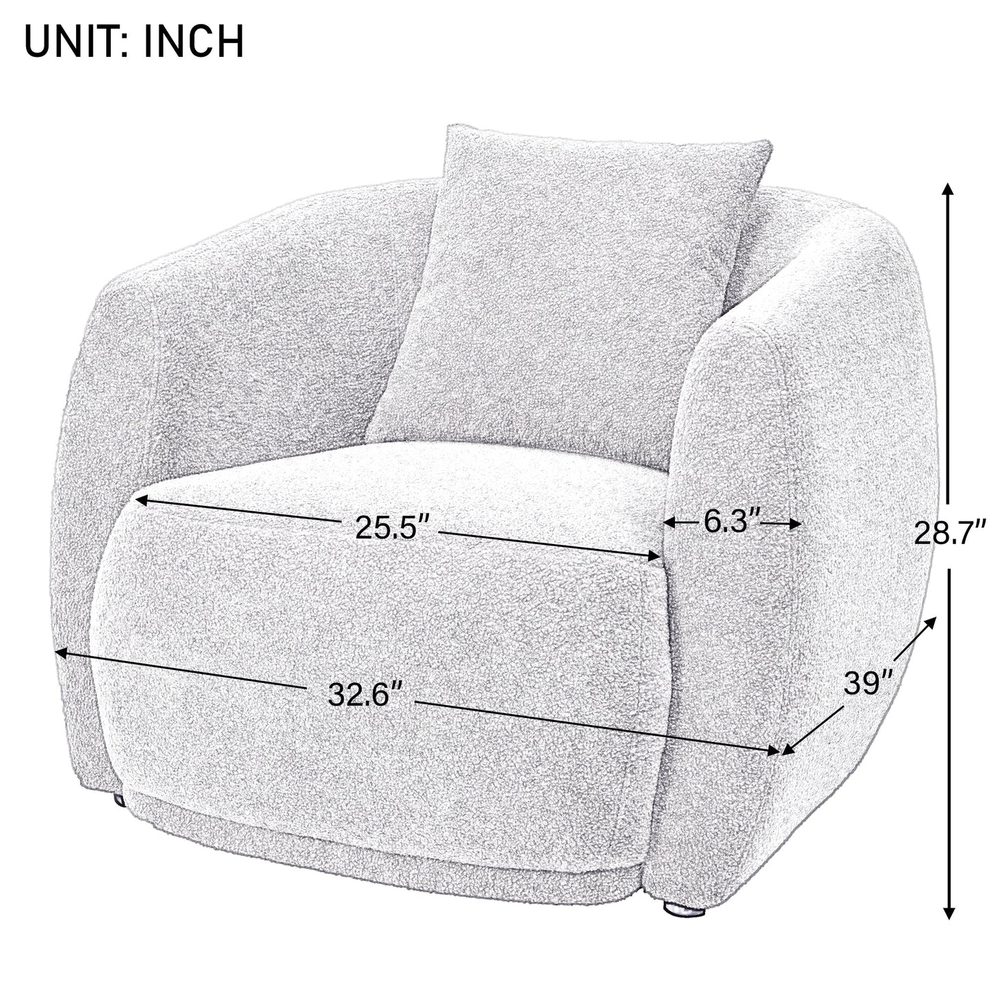 Contemporary U-Shaped Sectional Sofa with Modern Armchair