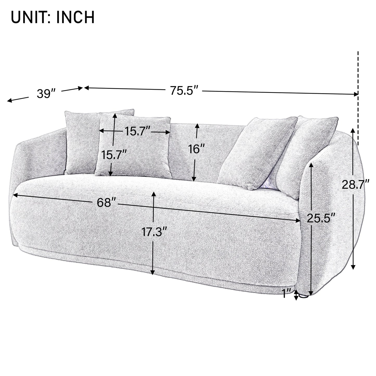 Contemporary U-Shaped Sectional Sofa with Modern Armchair