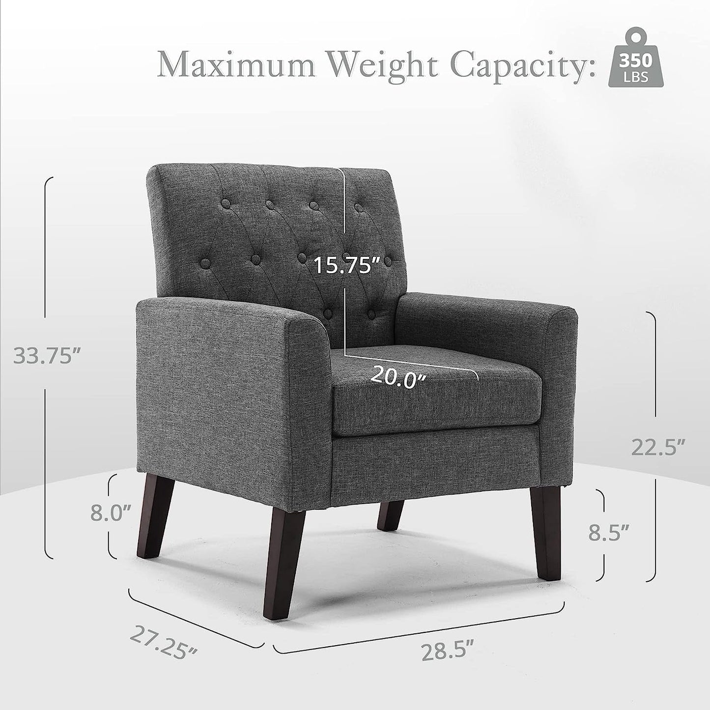 Modern Grey Linen Accent Armchair