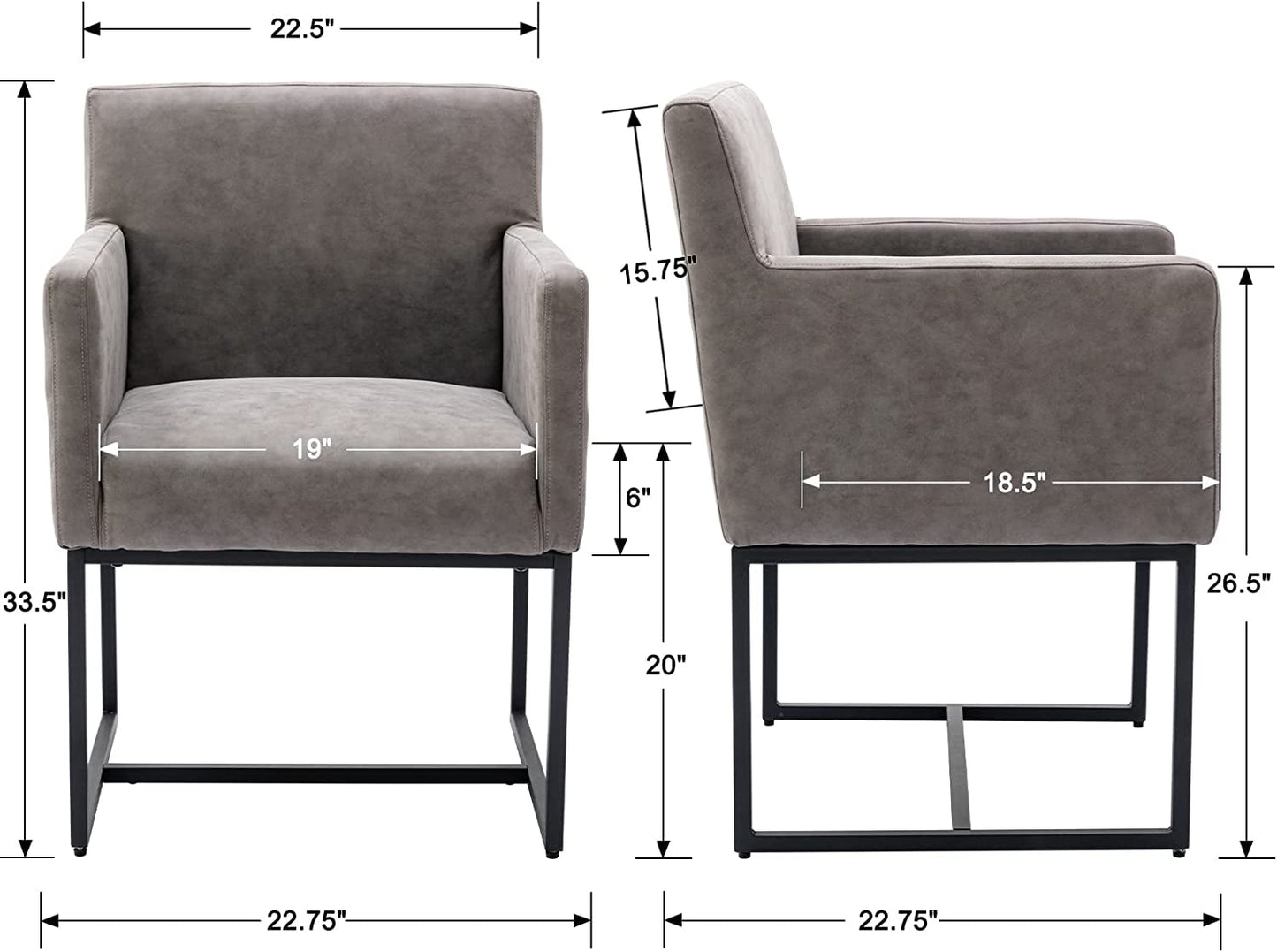 Elegant Set of 4 Upholstered Dining Armchairs