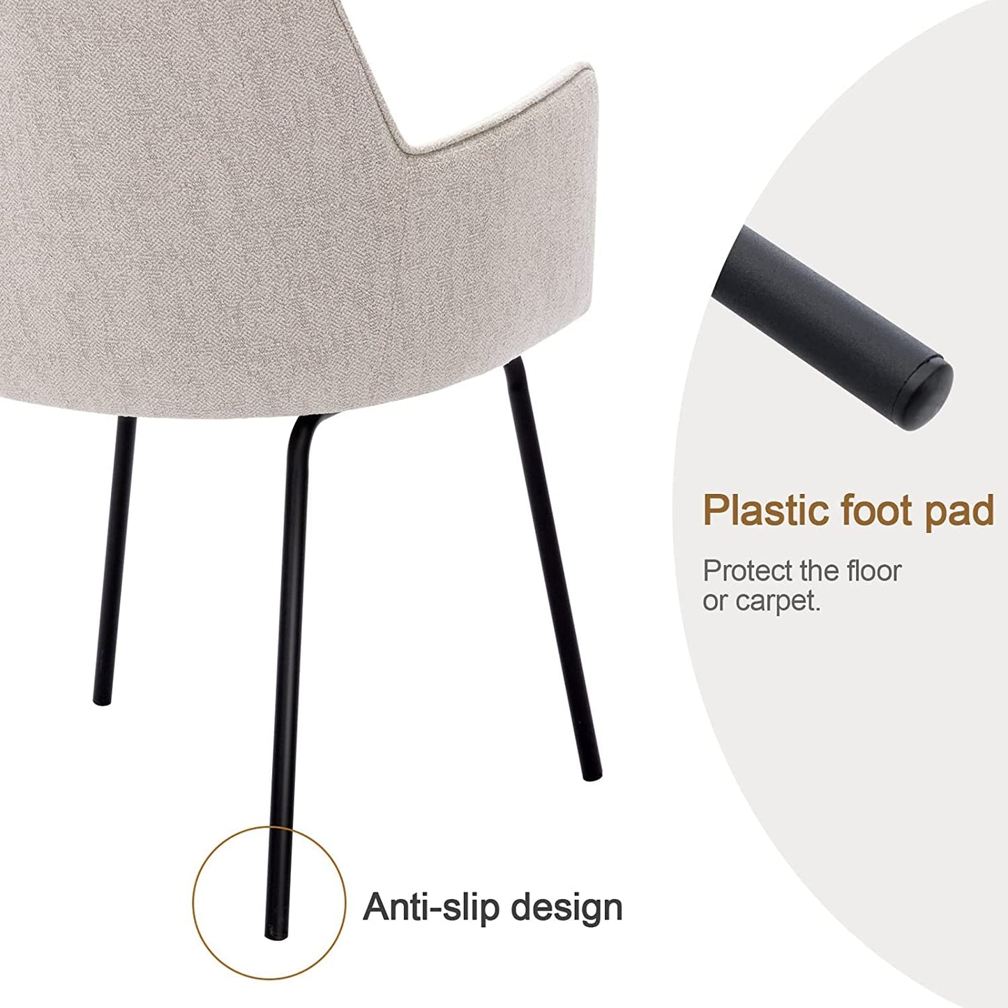 Stylish Beige Armchairs with Sleek Metal Base