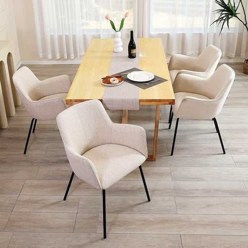 Stylish Beige Armchairs with Sleek Metal Base