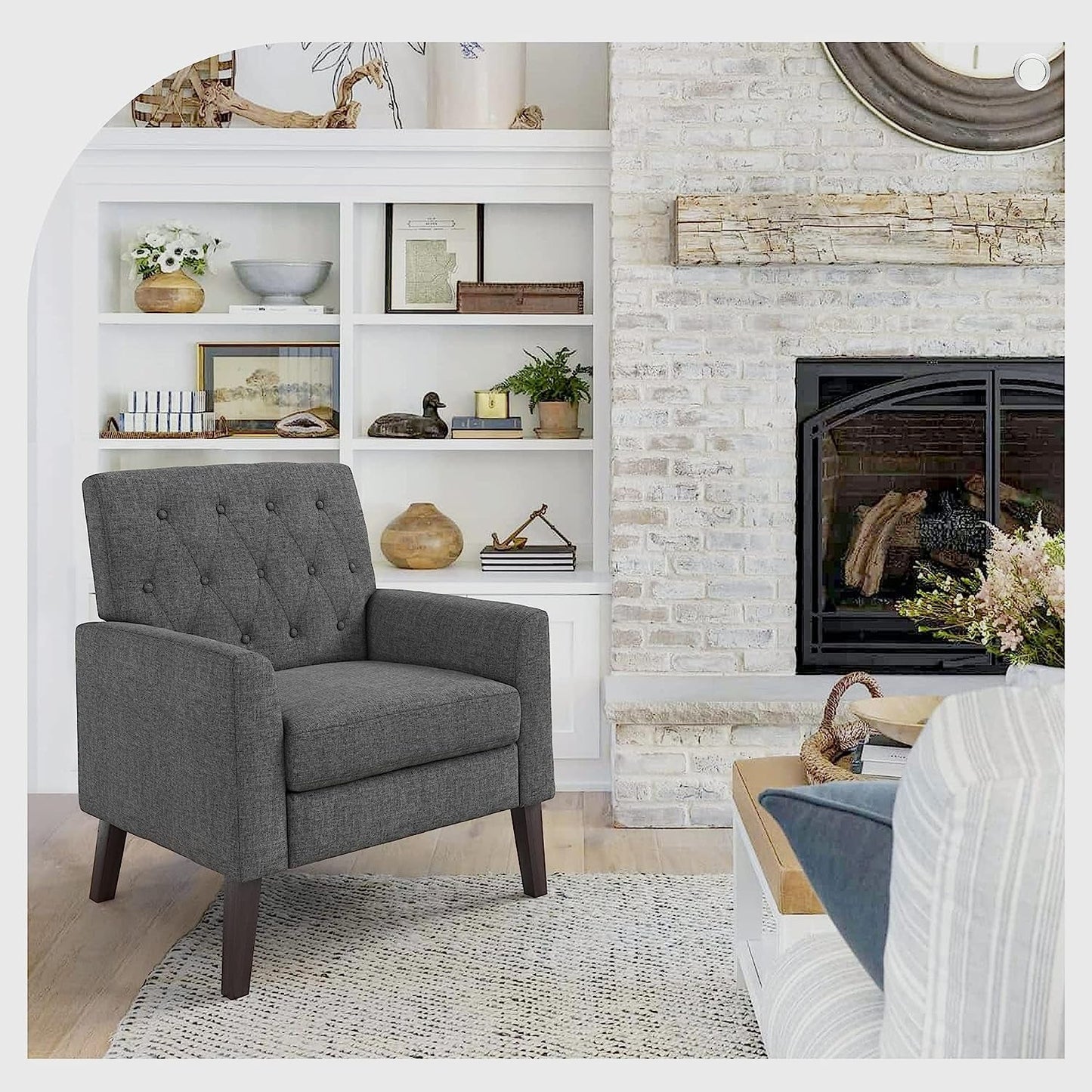 Modern Grey Linen Accent Armchair