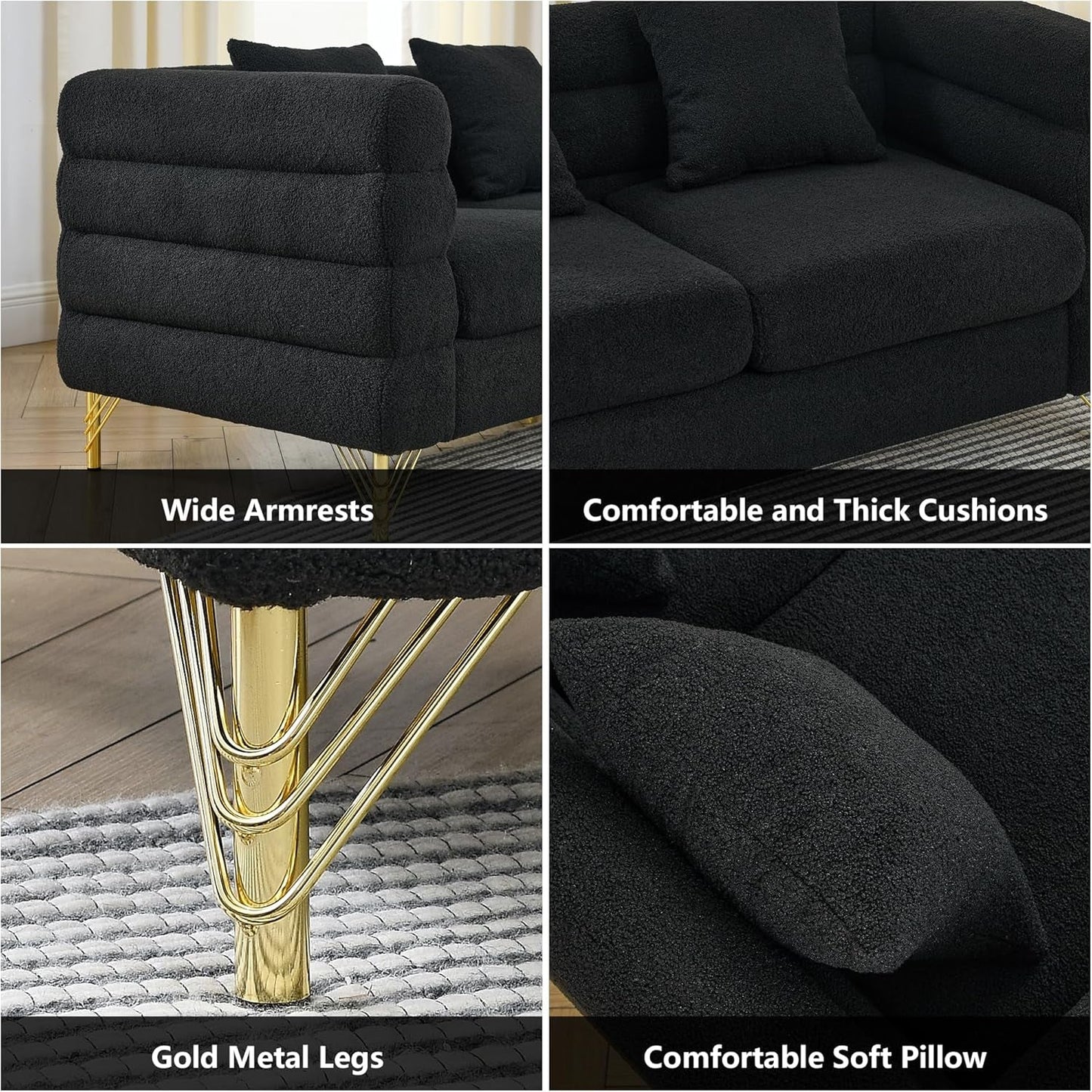 Black Oversized Corner Sofa