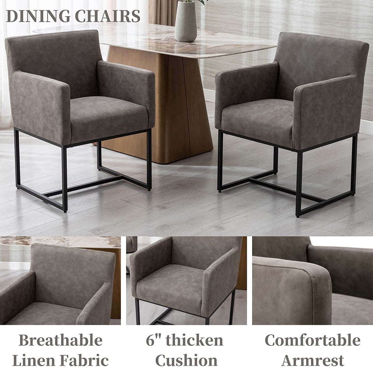 Elegant Set of 4 Upholstered Dining Armchairs