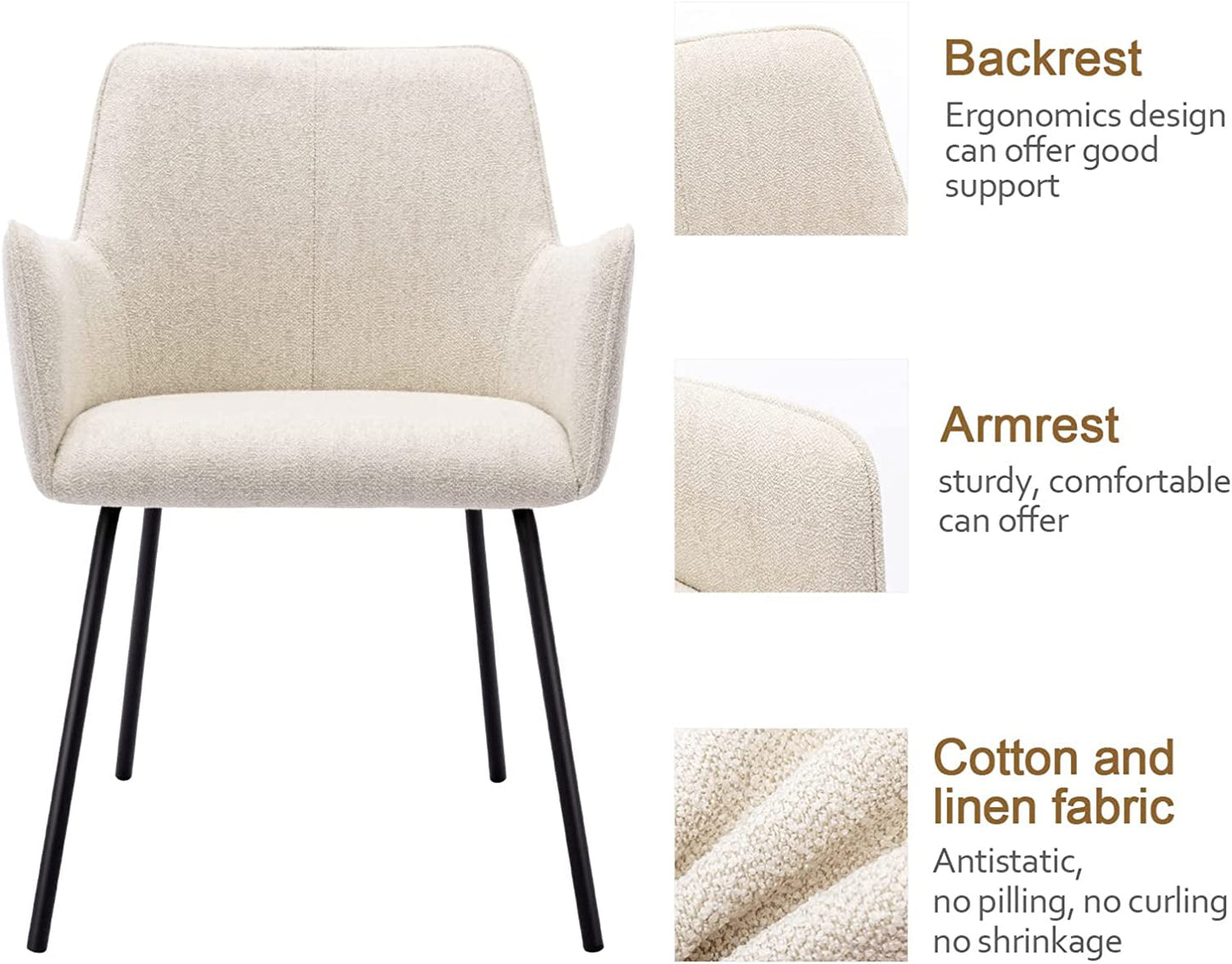 Stylish Beige Armchairs with Sleek Metal Base