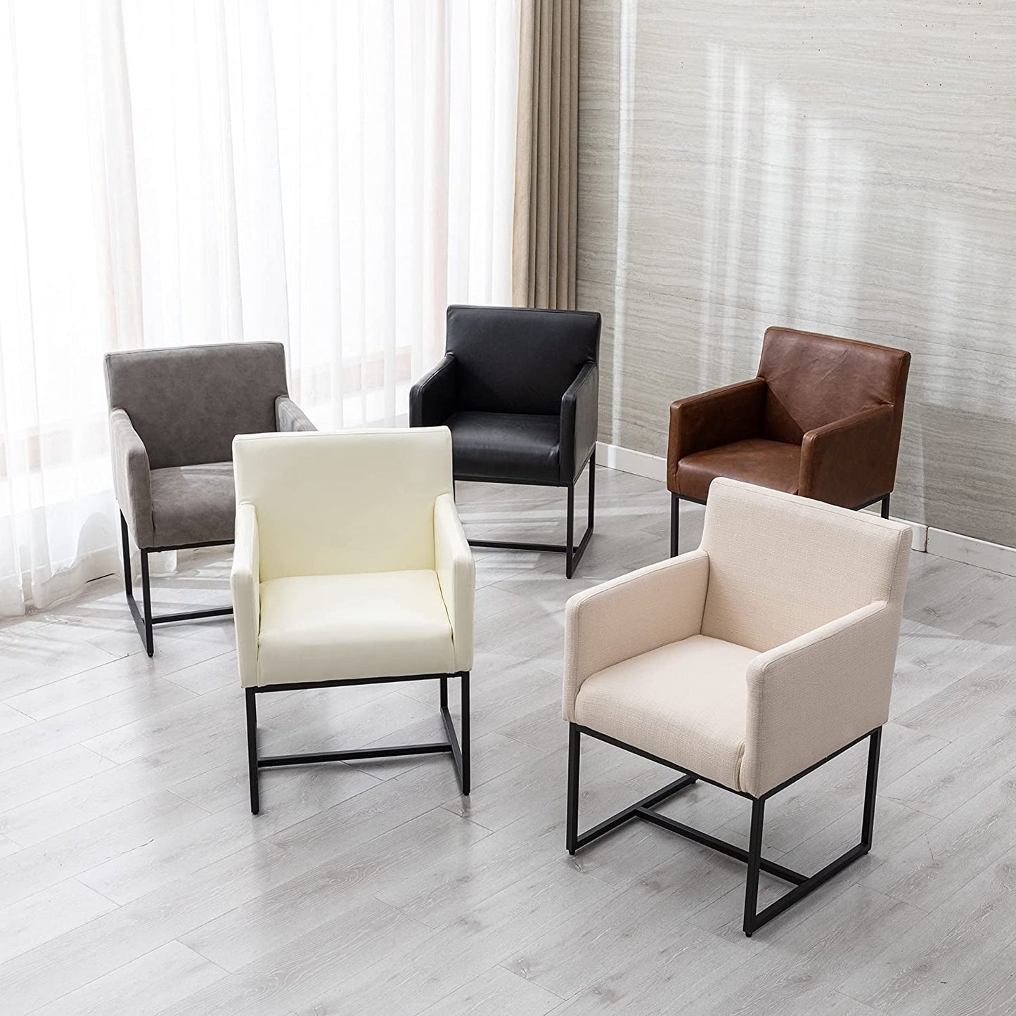 Elegant Set of 4 Upholstered Dining Armchairs